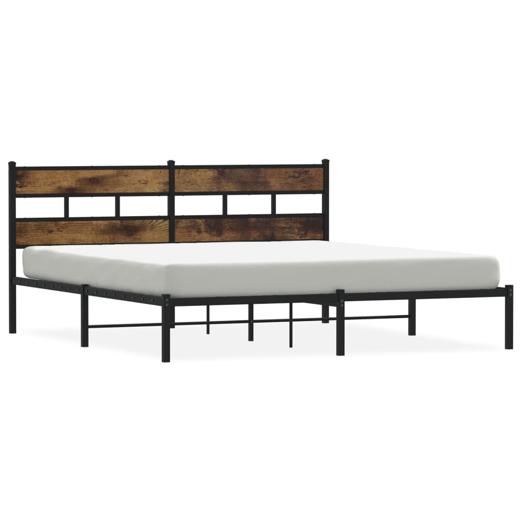 sengeramme uden madras 193x203 cm metal røget egetræsfarve