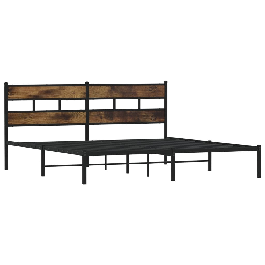 sengeramme uden madras 193x203 cm metal røget egetræsfarve