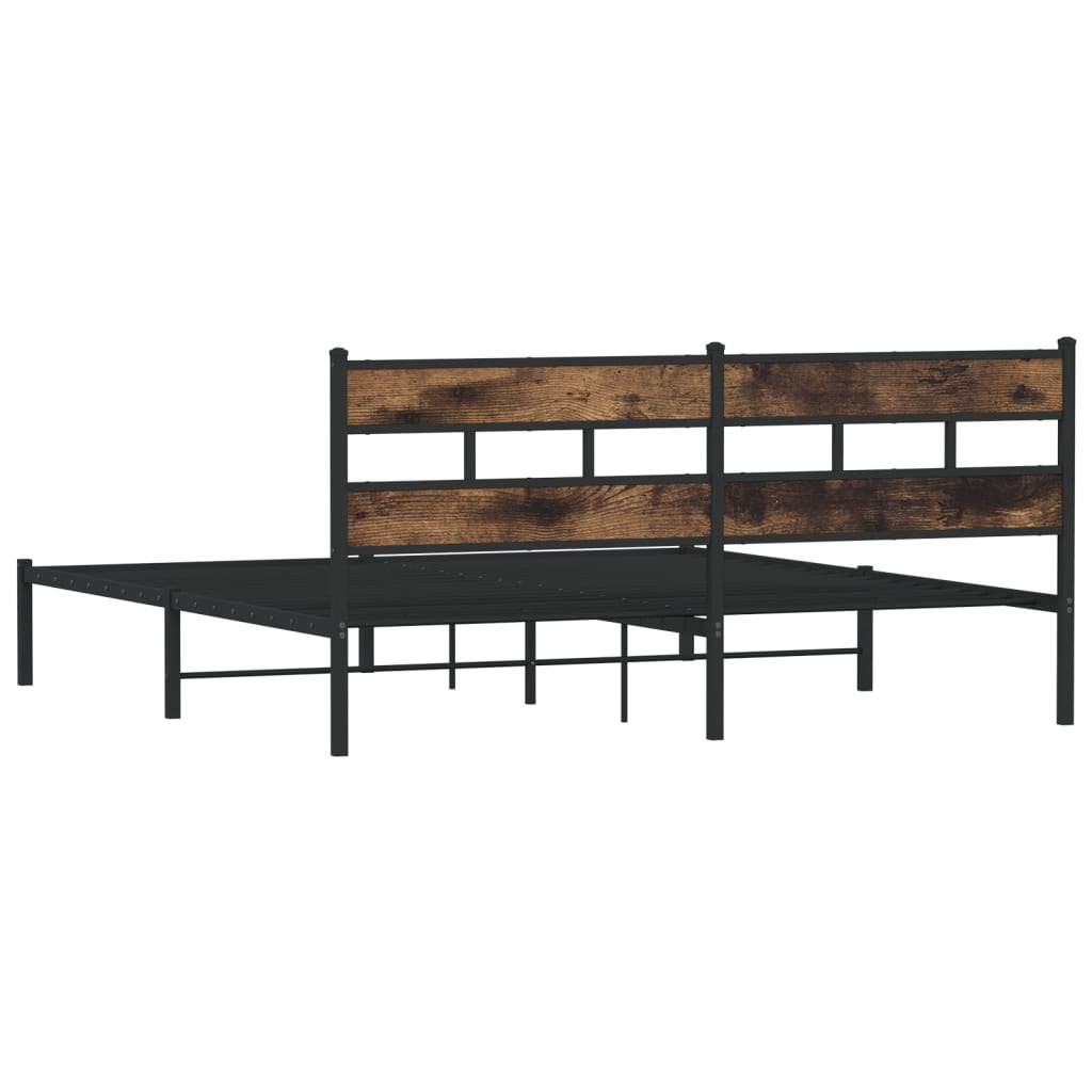 sengeramme uden madras 193x203 cm metal røget egetræsfarve