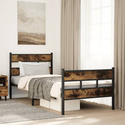 sengeramme uden madras 75x190 cm metal røget egetræsfarve