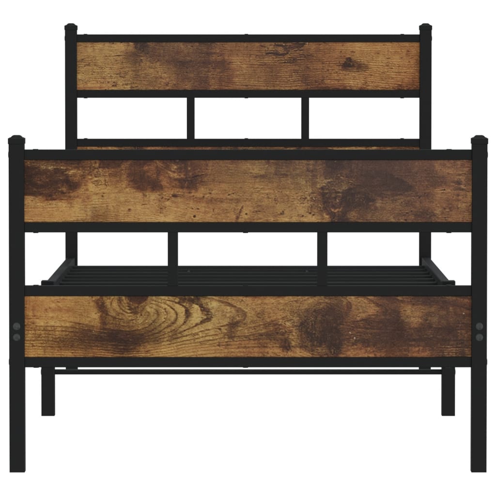 sengeramme uden madras 107x203 cm metal røget egetræsfarve