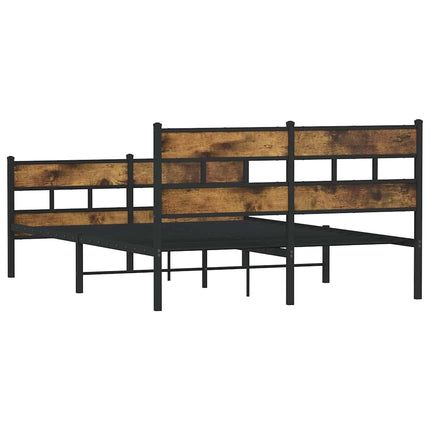 sengeramme uden madras 135x190 cm metal røget egetræsfarve