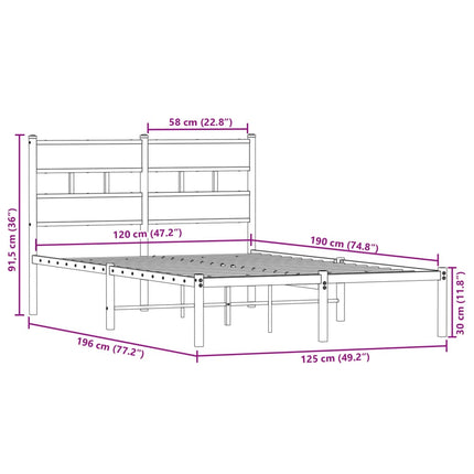 sengeramme uden madras 120x190 cm metal sonoma-eg