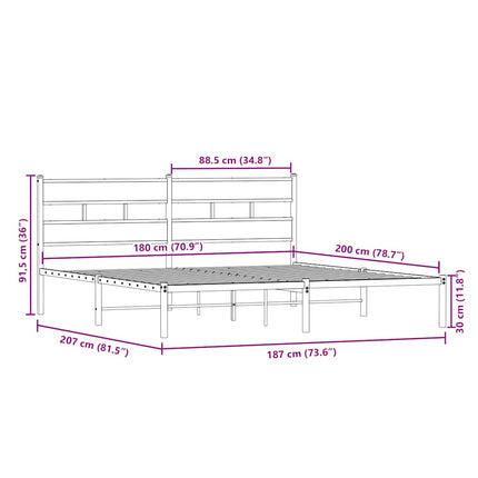 sengeramme uden madras 180x200 cm metal sonoma-eg