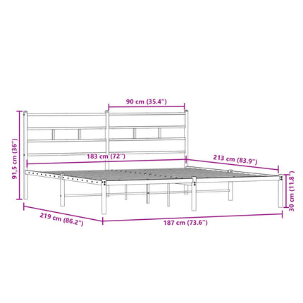 sengeramme uden madras 183x213 cm metal sonoma-eg