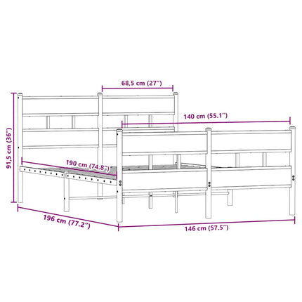 sengeramme uden madras 140x190 cm metal sonoma-eg