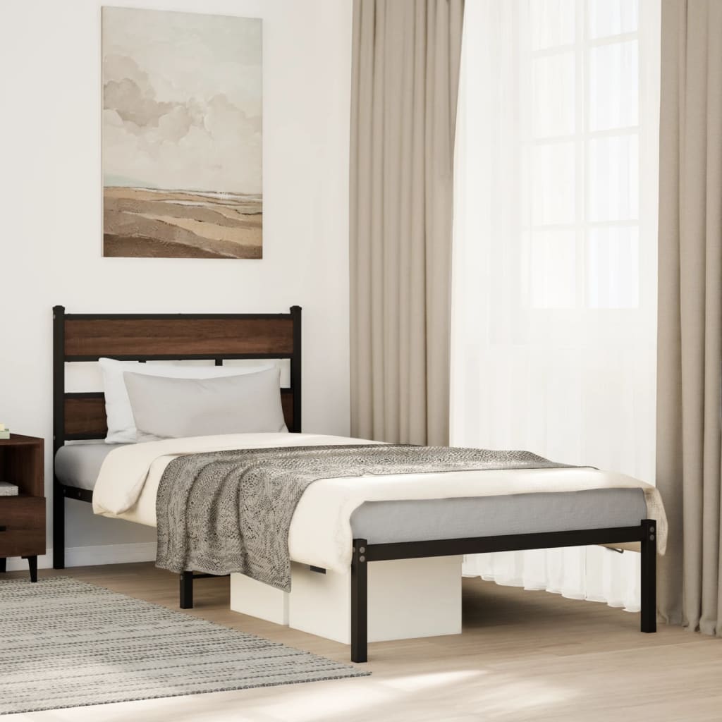 sengeramme m. sengegavl 75x190 cm uden madras brun egetræsfarve