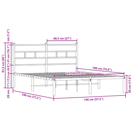 sengeramme m. sengegavl 140x190 cm uden madras brunt eg