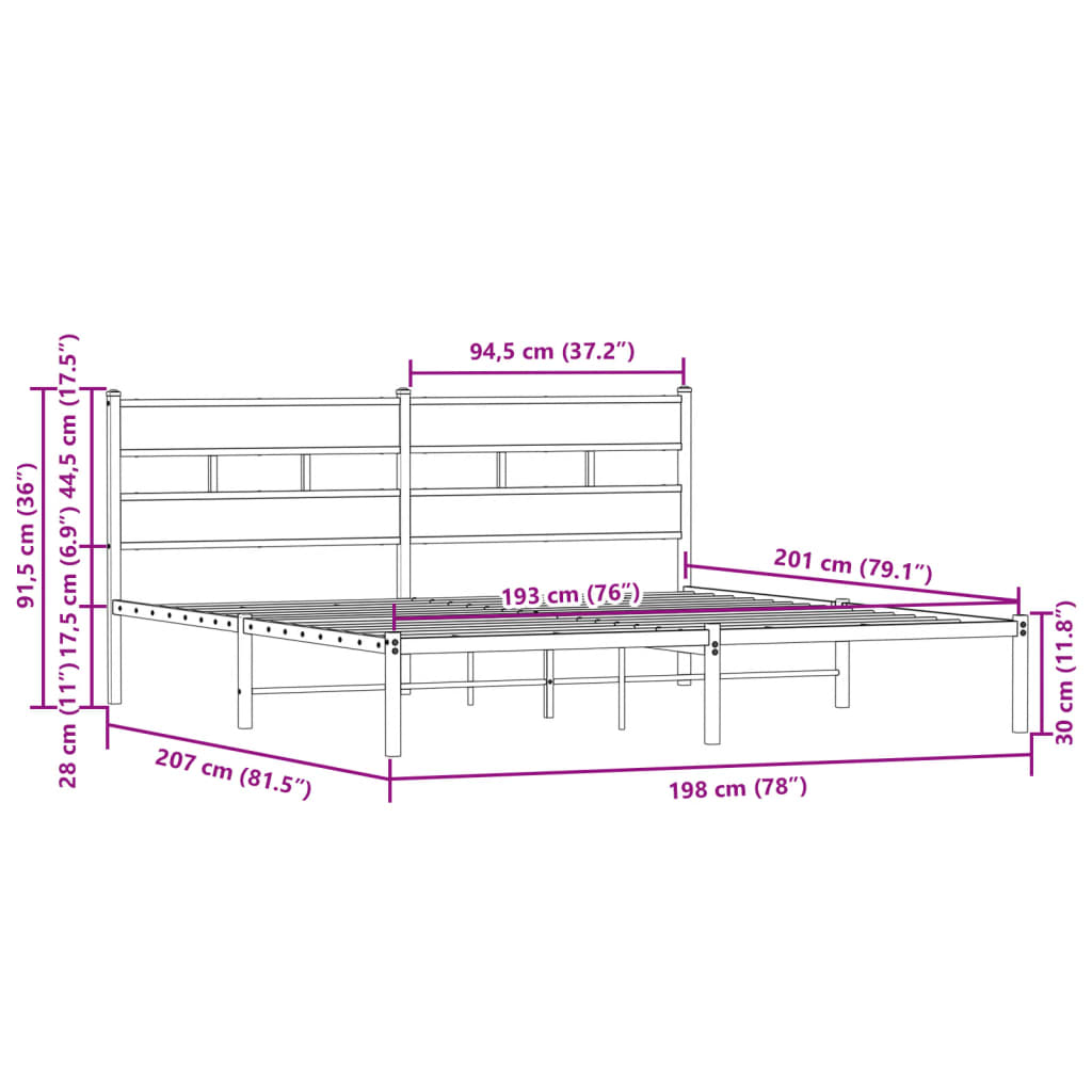 sengeramme m. sengegavl 190x200 cm uden madras brunt eg