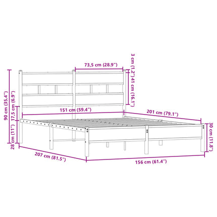 sengeramme m. sengegavl 150x200 cm uden madras sonoma-eg