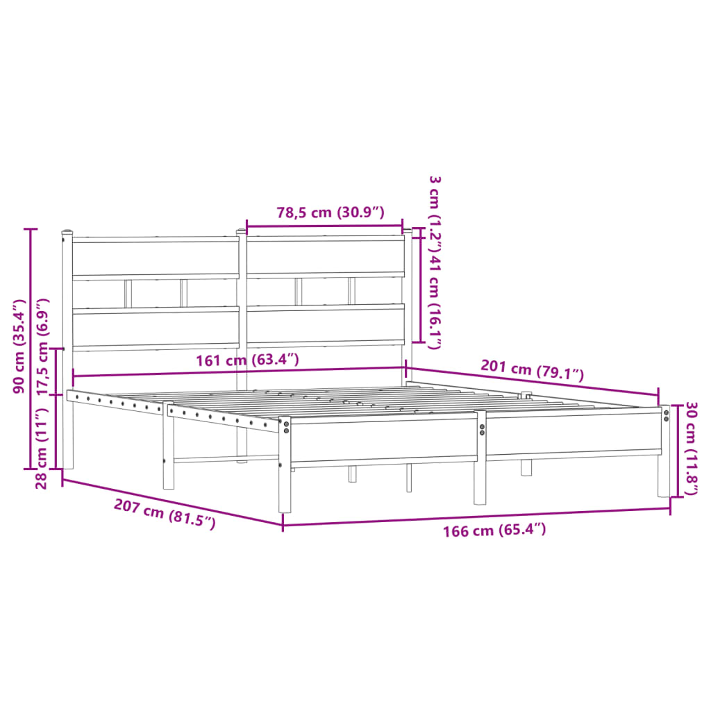 sengeramme m. sengegavl 160x200 cm uden madras sonoma-eg