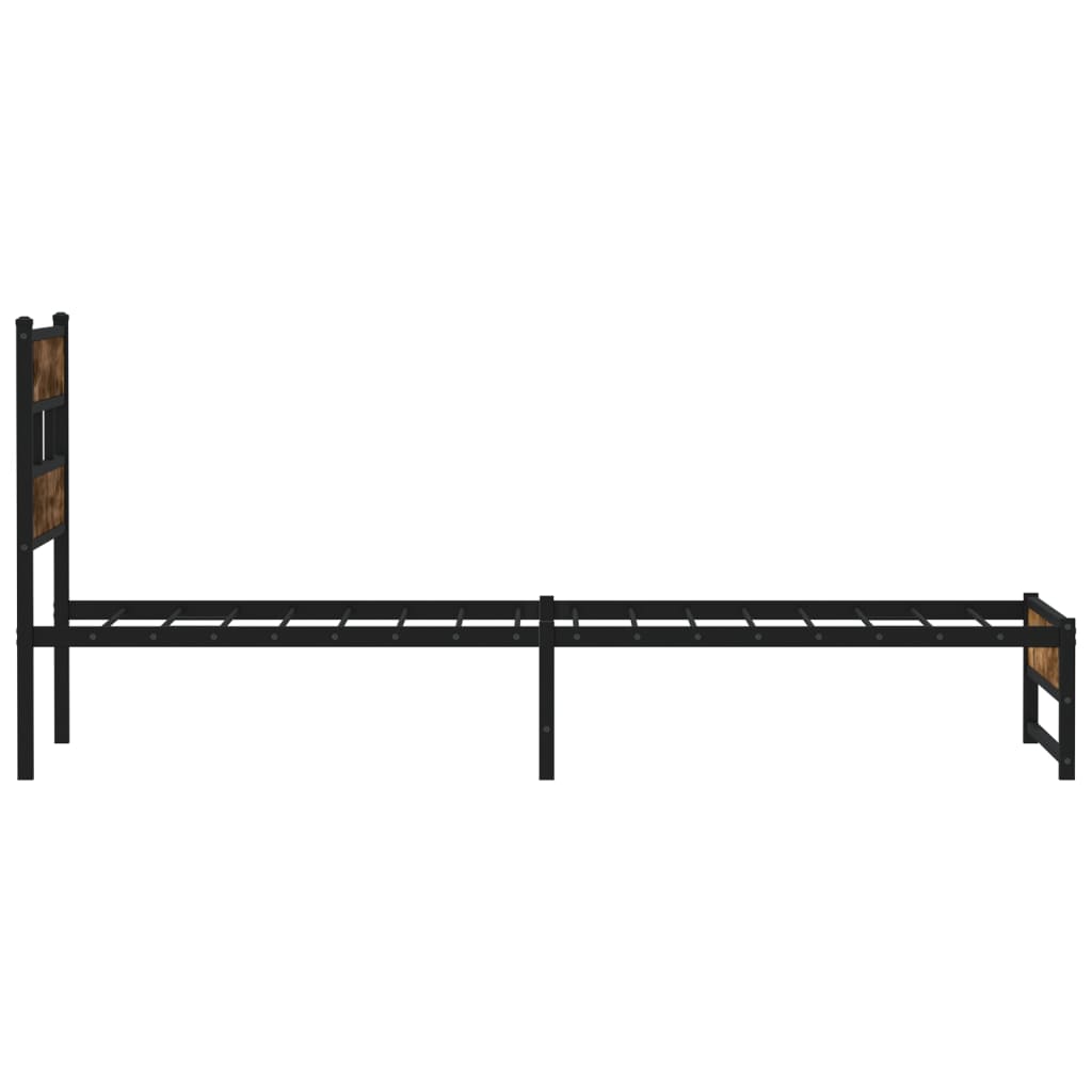 sengeramme uden madras 90x190 cm metal røget egetræsfarve