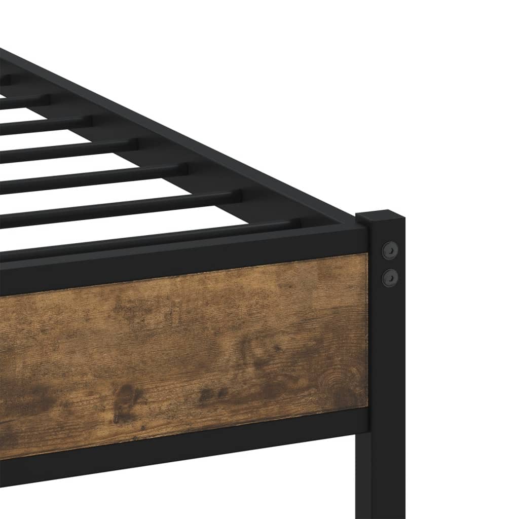 sengeramme uden madras 90x190 cm metal røget egetræsfarve