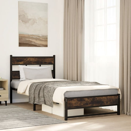 sengeramme uden madras 100x190 cm metal røget egetræsfarve