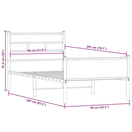 sengeramme 80x200 cm uden madras konstrueret træ røget eg