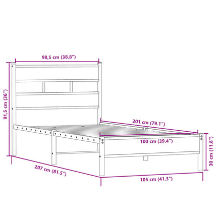 sengeramme 100x200 cm uden madras konstrueret træ sonoma-eg