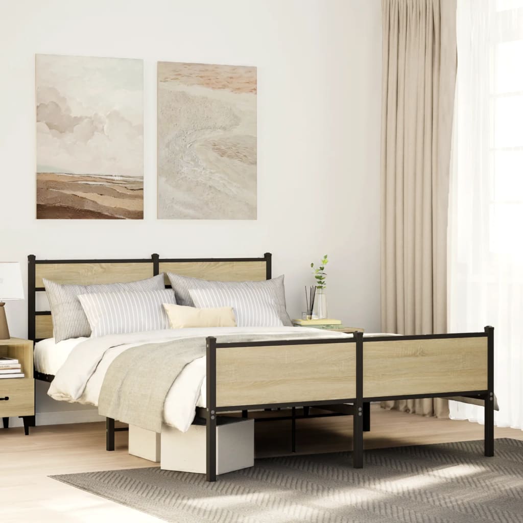 sengeramme 140x200 cm uden madras konstrueret træ sonoma-eg