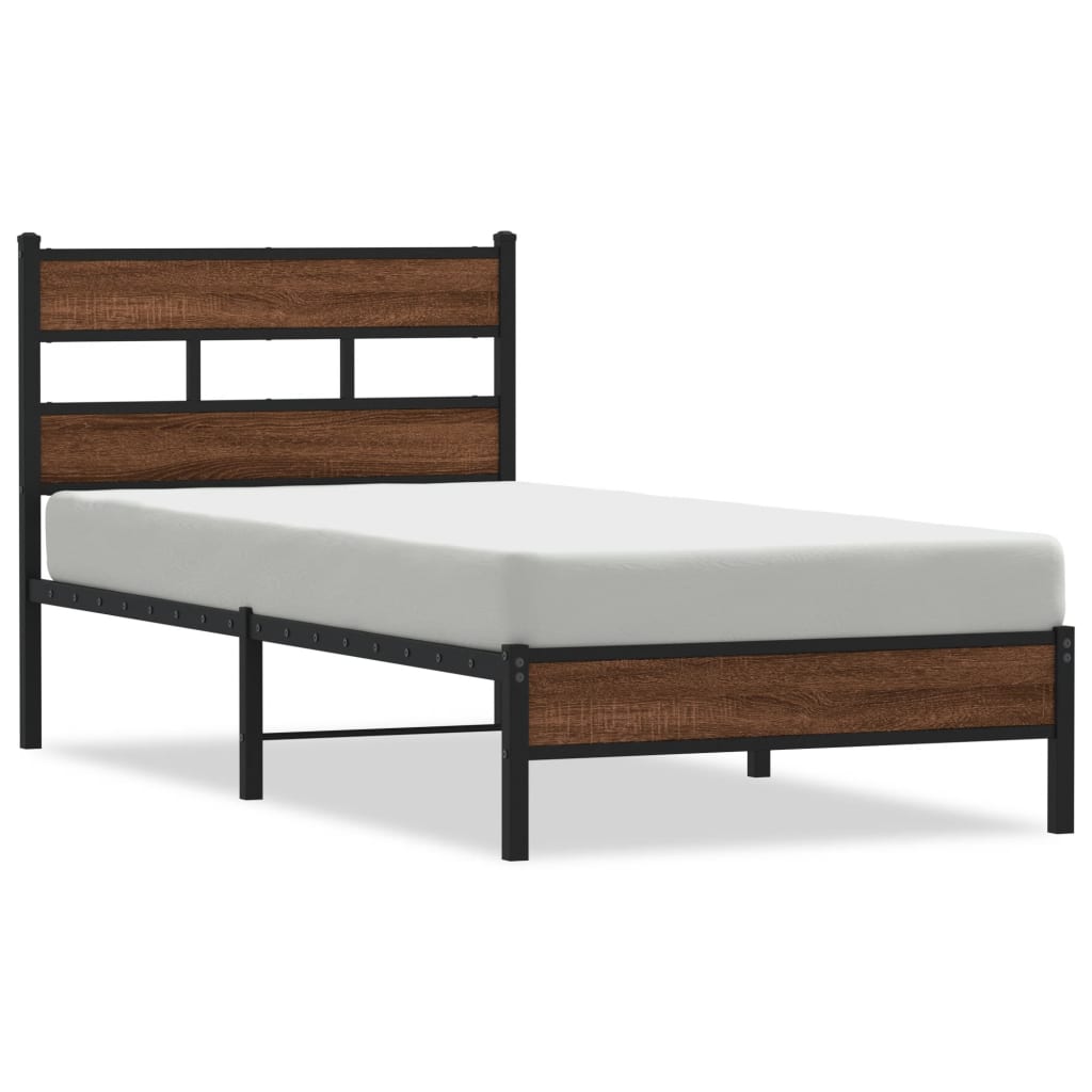sengeramme 100x190 cm uden madras konstrueret træ brunt eg