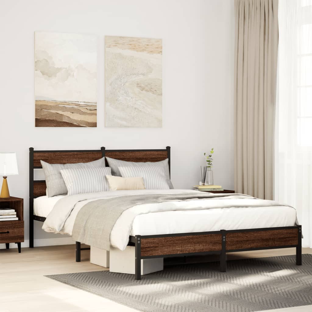 sengeramme 160x200 cm uden madras konstrueret træ brunt eg
