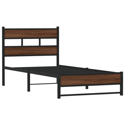 sengeramme 75x190 cm uden madras metal brun egetræsfarve