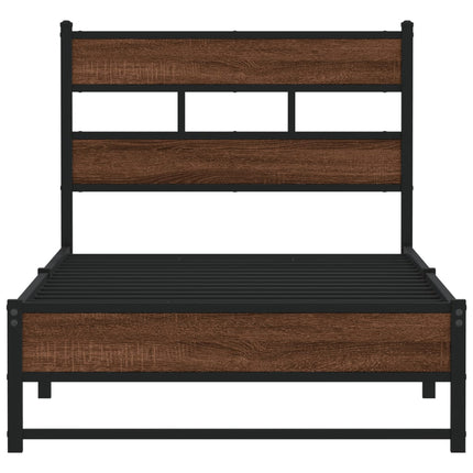 sengeramme 75x190 cm uden madras metal brun egetræsfarve