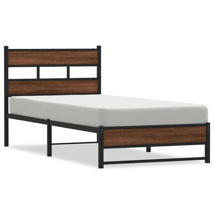 sengeramme 100x200 cm uden madras metal brun egetræsfarve