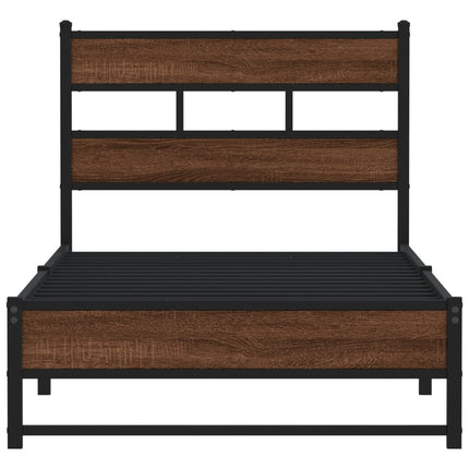 sengeramme 100x200 cm uden madras metal brun egetræsfarve