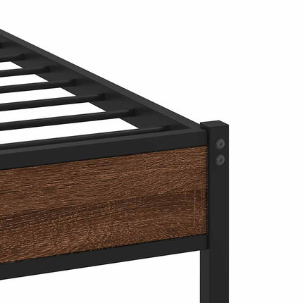 sengeramme 107x203 cm uden madras metal brun egetræsfarve