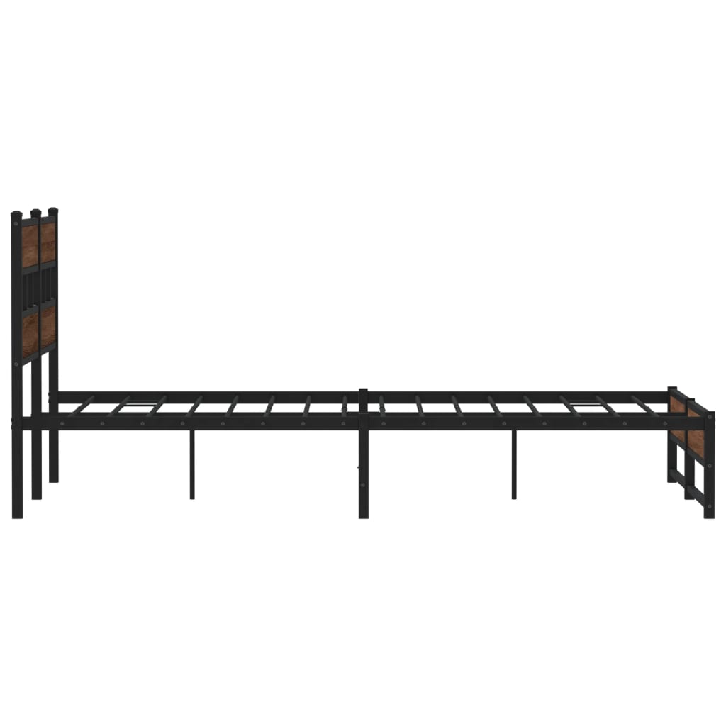 sengeramme 135x190 cm uden madras metal brun egetræsfarve