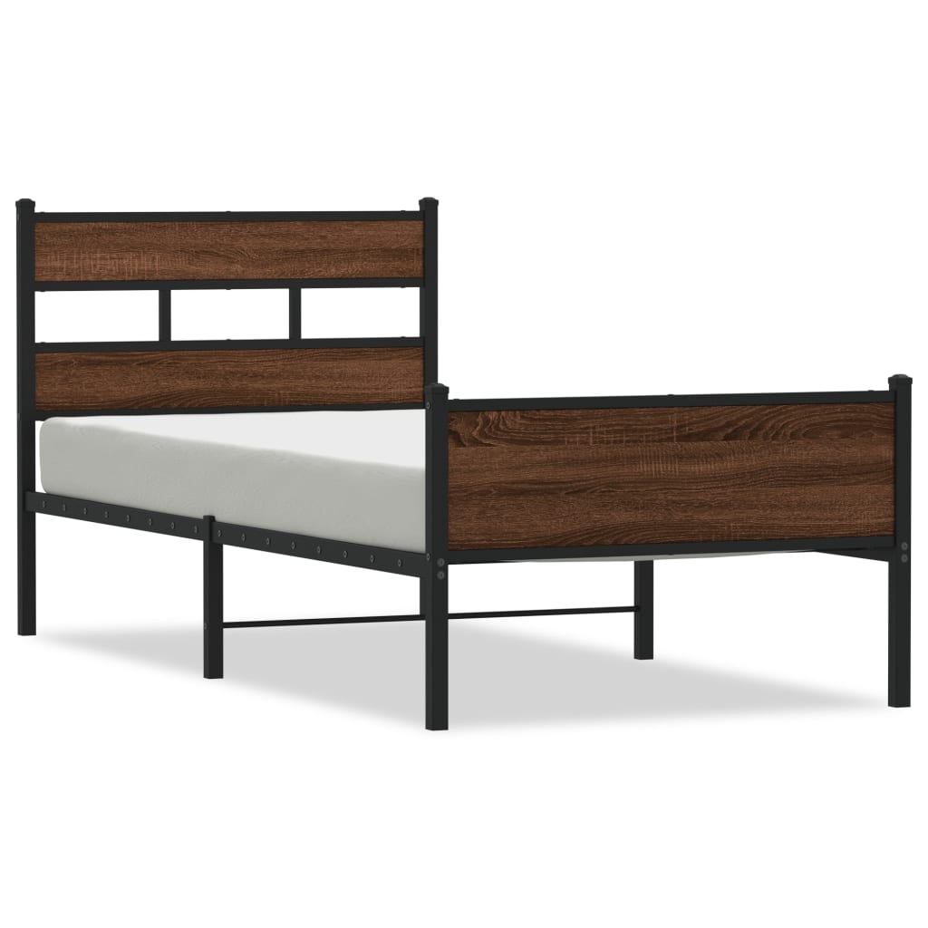 sengeramme 75x190 cm uden madras konstrueret træ brunt eg