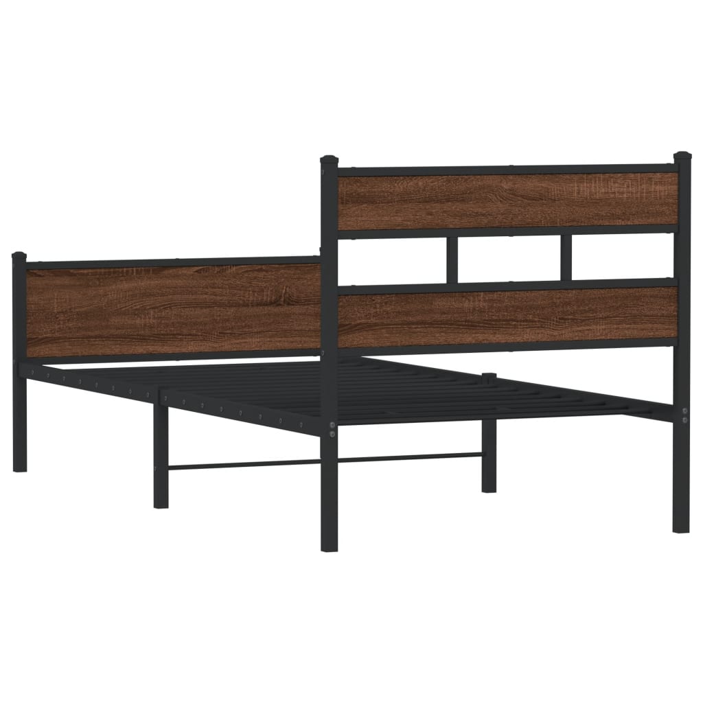sengeramme 75x190 cm uden madras konstrueret træ brunt eg