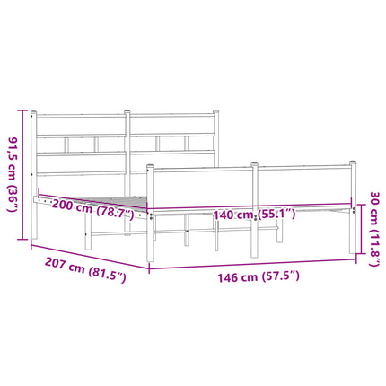 sengeramme 140x200 cm uden madras konstrueret træ brunt eg