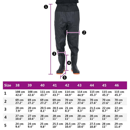 waist waders med støvler str. 42 sort