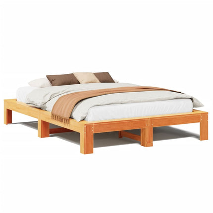 sengeramme uden madras 150x200 cm massivt fyrretræ gyldenbrun