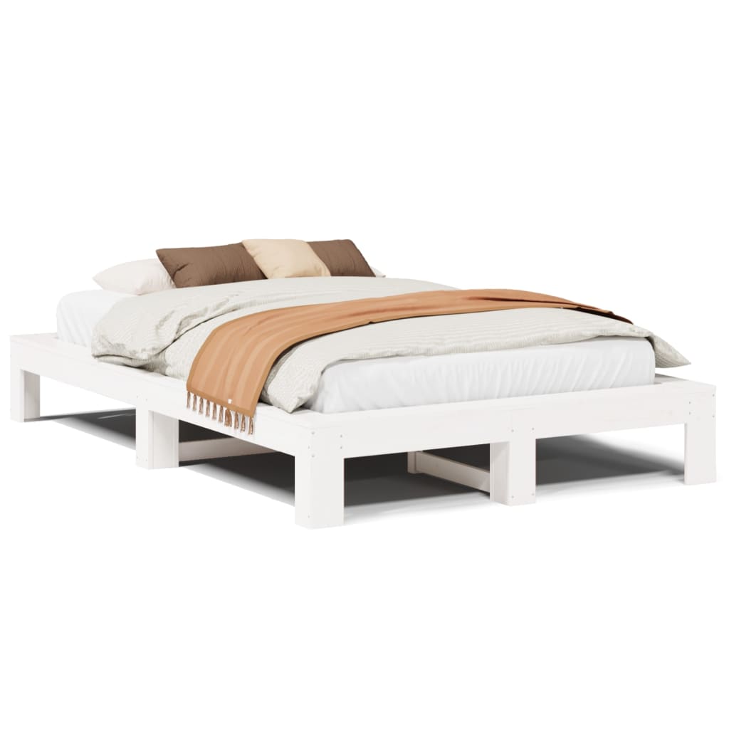 sengeramme uden madras 120x200 cm massivt fyrretræ hvid