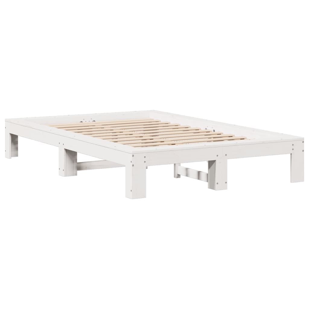 sengeramme uden madras 120x200 cm massivt fyrretræ hvid