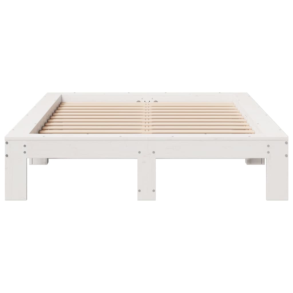 sengeramme uden madras 120x200 cm massivt fyrretræ hvid