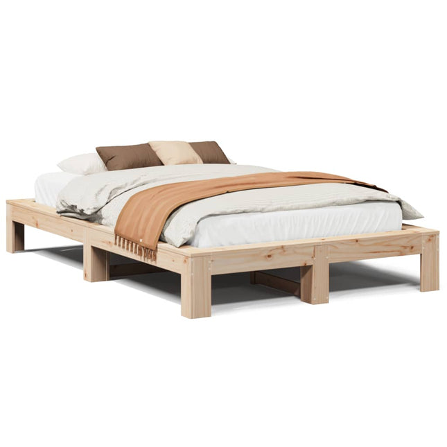 sengeramme uden madras 135x190 cm massivt fyrretræ hvid