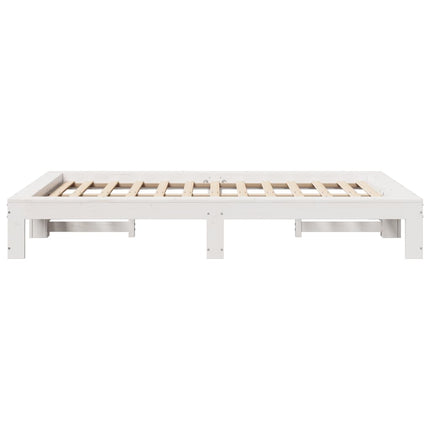 sengeramme uden madras 120x190 cm massivt fyrretræ hvid