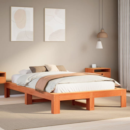 sengeramme uden madras 120x190 cm massivt fyrretræ gyldenbrun
