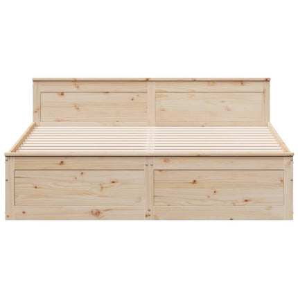 sengeramme uden madras med sengegavl 200x200cm massivt fyrretræ