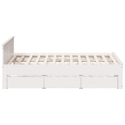 sengeramme m. sengegavl 200x200 cm uden madras massivt fyr hvid
