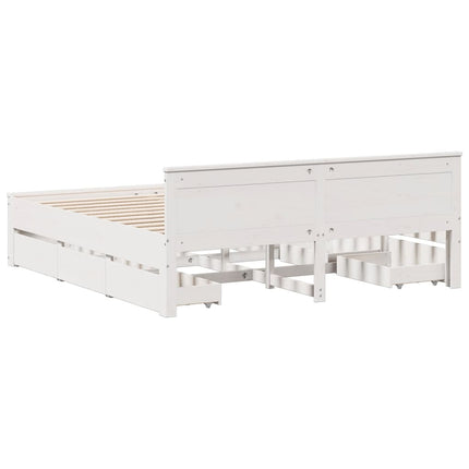 sengeramme m. sengegavl 200x200 cm uden madras massivt fyr hvid