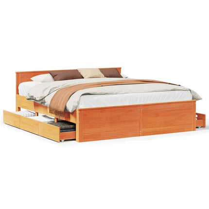 sengeramme m. sengegavl 180x200 cm uden madras massivt fyr brun