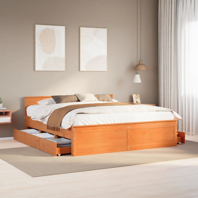 sengeramme m. sengegavl 180x200 cm uden madras massivt fyr brun
