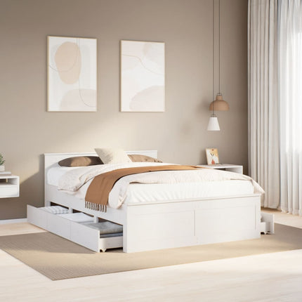 sengeramme m. sengegavl 150x200 cm uden madras massivt fyr hvid