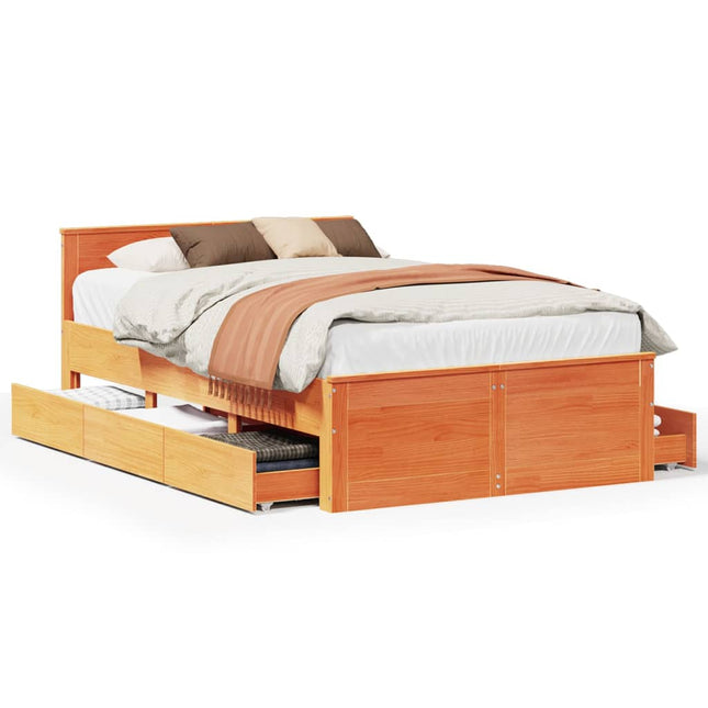 sengeramme m. sengegavl 120x200 cm uden madras massivt fyr brun