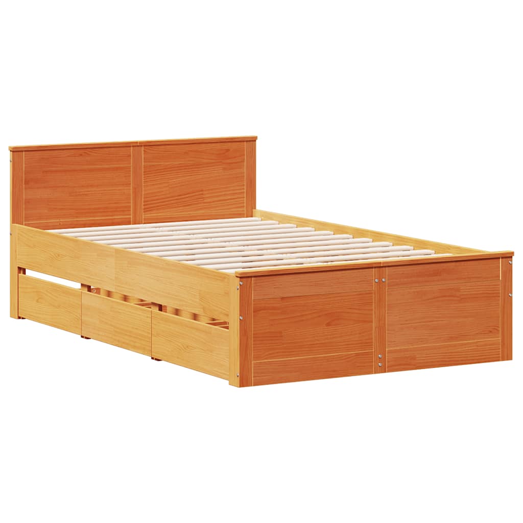 sengeramme m. sengegavl 135x190 cm uden madras massivt fyr brun