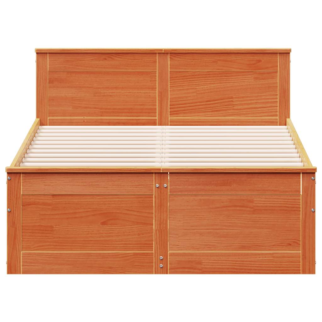 sengeramme m. sengegavl 135x190 cm uden madras massivt fyr brun