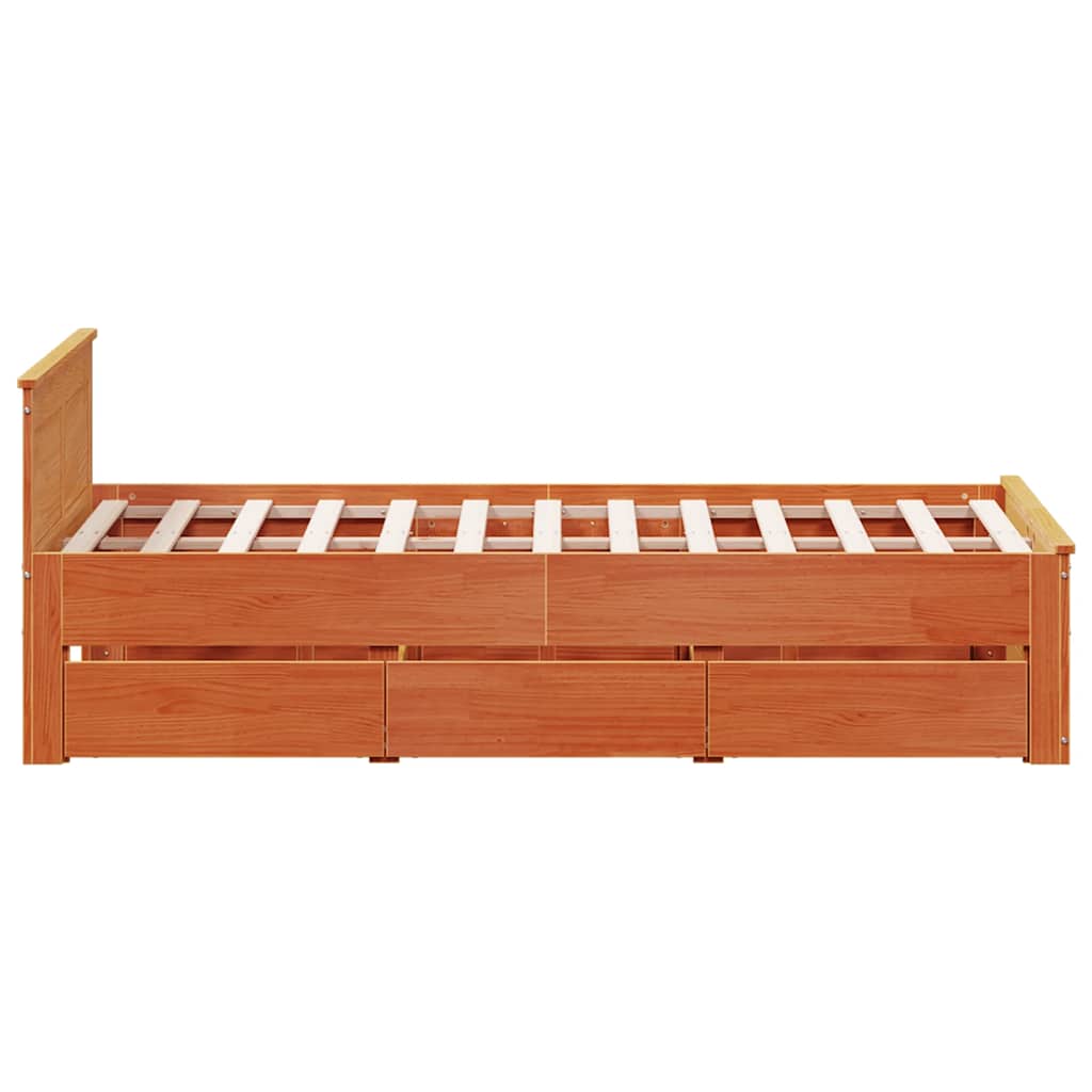 sengeramme m. sengegavl 135x190 cm uden madras massivt fyr brun